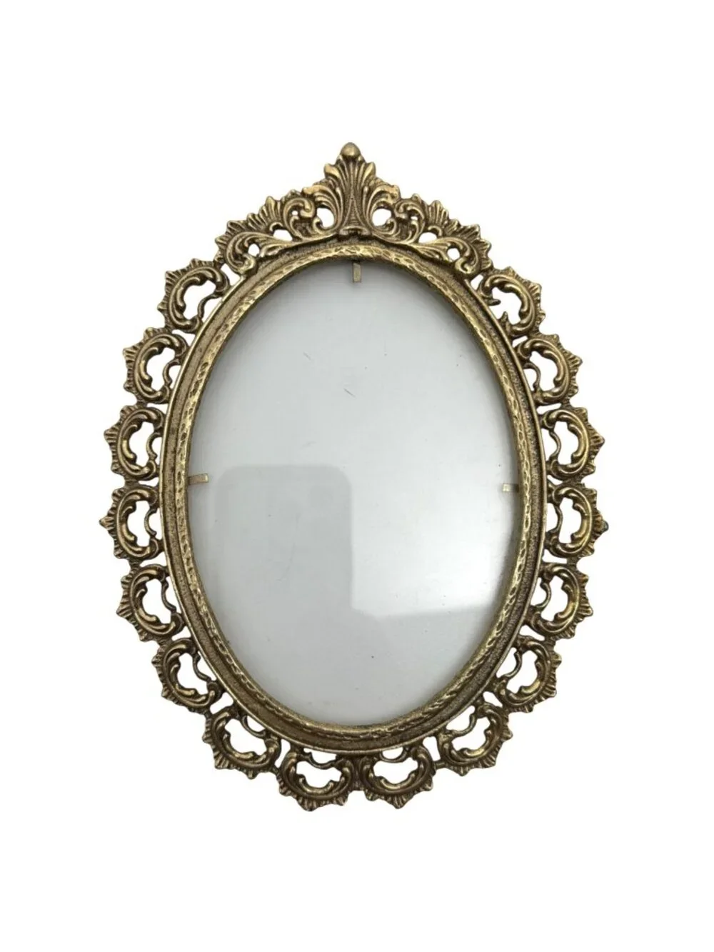 Ornate Art Nouveau Vintage Gold-Tone Oval Picture Frame With Filigree Design